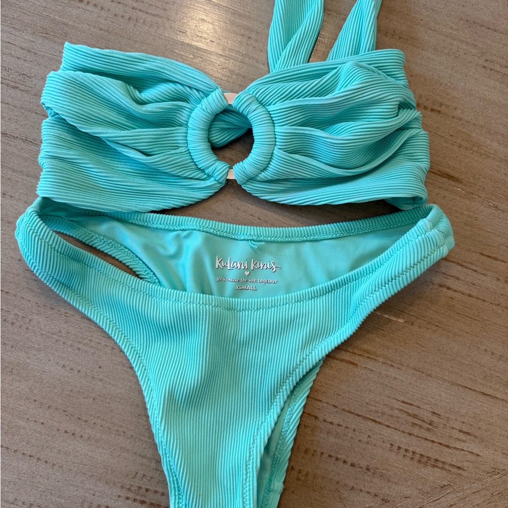 Kulani Kinis Turquoise Textured Bikini